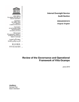 Review of the Governance and Operational Framework of Villa Ocampo