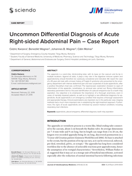 Uncommon Differential Diagnosis of Acute Right-Sided Abdominal Pain – Case Report