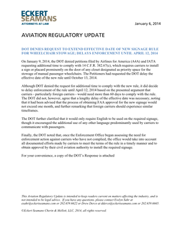 Aviation Regulatory Update Digest