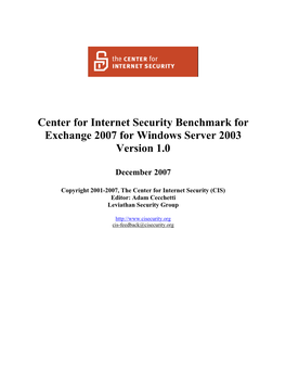 Exchange 2007 for Windows Server 2003 Version 1.0