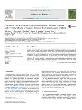 Cretaceous Saurischian Tracksites from Southwest Sichuan Province and Overview of Late Cretaceous Dinosaur Track Assemblages of China