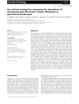 An Indirect Method for Assessing the Abundance of Introduced Pest Myocastor Coypus (Rodentia) in Agricultural Landscapes A