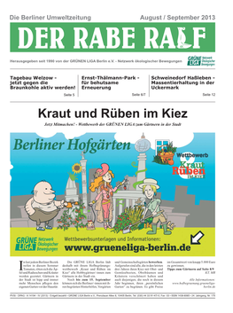 Kraut Und Rüben Im Kiez Jetzt Mitmachen! - Wettbewerb Der GRÜNEN LIGA Zum Gärtnern in Der Stadt