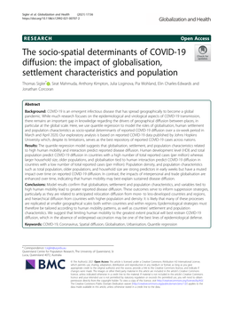 The Socio-Spatial Determinants of COVID-19 Diffusion