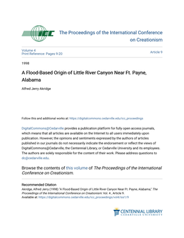 A Flood-Based Origin of Little River Canyon Near Ft. Payne, Alabama