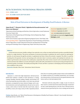 Role of Food Extrusion in Development of Healthy Food Products: a Review