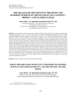 The Meaning of Ornaments in the Hindu and Buddhist Temples on the Island of Java (Ancient - Middle - Late Classical Eras)