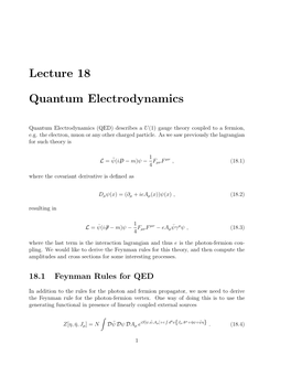 Lecture 18 Quantum Electrodynamics