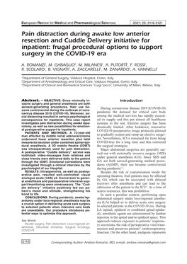 Pain Distraction During Awake Low Anterior Resection and Cuddle Delivery Initiative for Inpatient: Frugal Procedural Options to Support Surgery in the COVID-19 Era