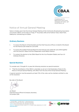 Notice of Annual General Meeting