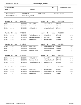 Calendriers Par Journée