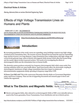 Effects of High Voltage Transmission Lines on Humans and Plants