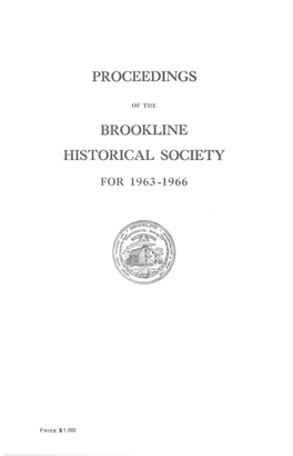 Proceedings Brookline Historical Society