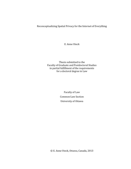Reconceptualizing Spatial Privacy for the Internet of Everything E. Anne