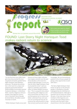 FOUND: Lost Starry Night Harlequin Toad Makes Radiant Return to Science © Fundación Atelopus