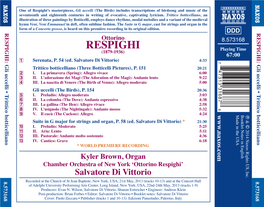 RESPIGHI: Gli Uccelli • Trittico Botticelliano 0 NAXOS 8.573168 : 5 1