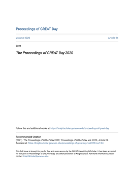 The Proceedings of GREAT Day 2020