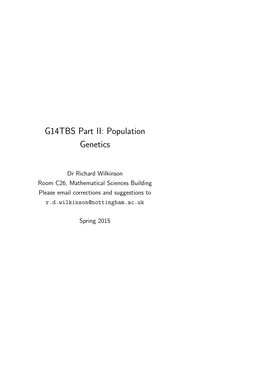 G14TBS Part II: Population Genetics