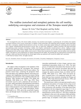 The Midline (Notochord and Notoplate) Patterns the Cell Motility Underlying Convergence and Extension of the Xenopus Neural Plate