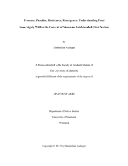 Understanding Food Sovereignty Within the Context of Skownan