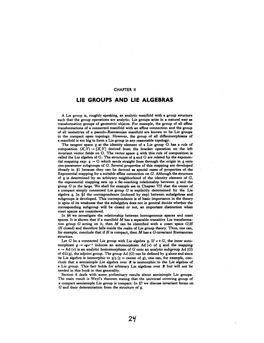 Lie Groups and Lie Algebras