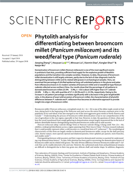 Phytolith Analysis for Differentiating Between Broomcorn Millet