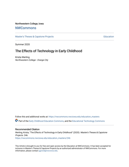 The Effects of Technology in Early Childhood