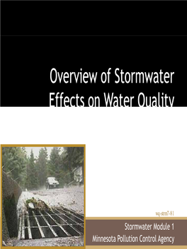 Overview of Stormwater Effects on Water Quality 2 What Is Urban Stormwater?