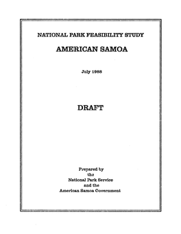National Park Feasibility Study: American Samoa