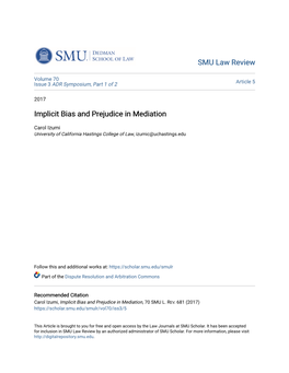 Implicit Bias and Prejudice in Mediation