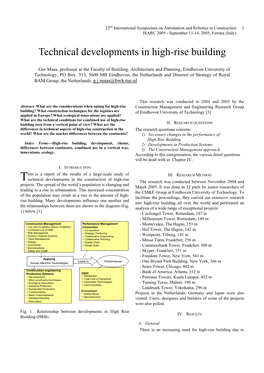 Technical Developments in High-Rise Building