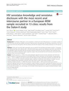 HIV Serostatus Knowledge and Serostatus Disclosure with the Most