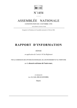 N° 1454 Assemblée Nationale