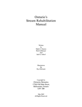 Ontario's Stream Rehabilitation Manual