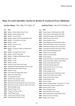 Huge Toy and Collectibles Auction by Rockin M Auction in Pryor, Oklahoma