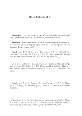 Open Subsets of R