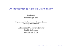 Algebraic Graph Theory