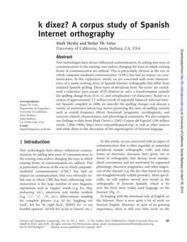 K Dixez? a Corpus Study of Spanish Internet Orthography