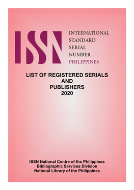 List of Registered Serials and Publishers 2020