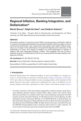 Regional Inflation, Banking Integration, and Dollarization*