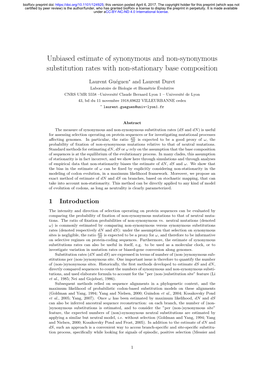 Unbiased Estimate of Synonymous and Non-Synonymous Substitution Rates with Non-Stationary Base Composition