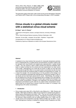 Cirrus Clouds in a Global Climate Model with a Statistical Cirrus Cloud Scheme