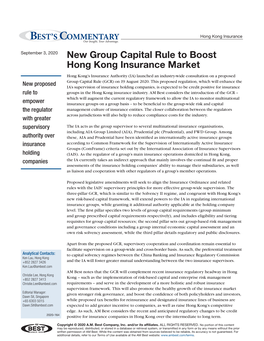 New Group Capital Rule to Boost Hong Kong Insurance Market