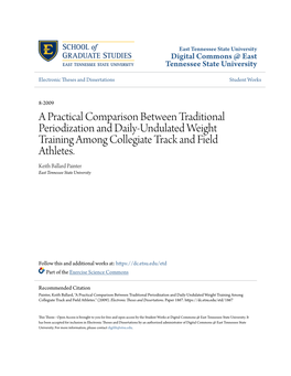 A Practical Comparison Between Traditional Periodization and Daily-Undulated Weight Training Among Collegiate Track and Field Athletes