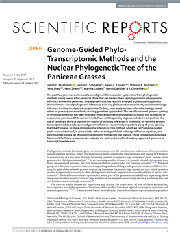 Genome-Guided Phylo-Transcriptomic Methods and the Nuclear Phylogenetic Tree of the Paniceae Grasses