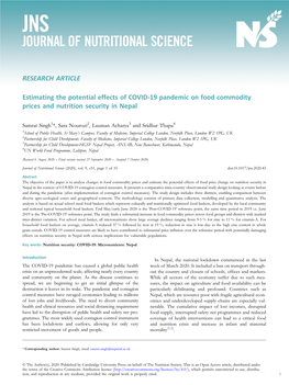 Estimating the Potential Effects of COVID-19 Pandemic on Food Commodity Prices and Nutrition Security in Nepal