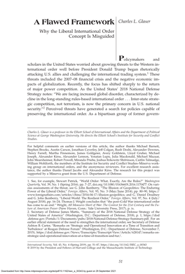 A Flawed Framework Charles L. Glaser Why the Liberal International Order Concept Is Misguided