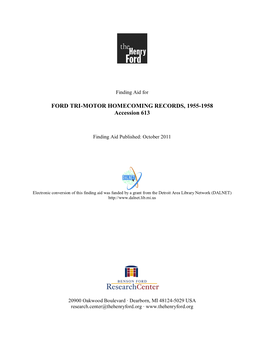 FORD TRI-MOTOR HOMECOMING RECORDS, 1955-1958 Accession 613