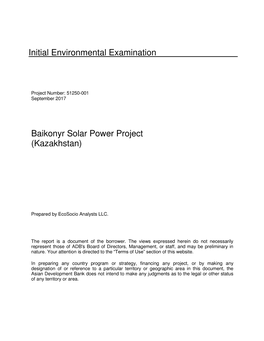 51250-001: Baikonyr Solar Power Project