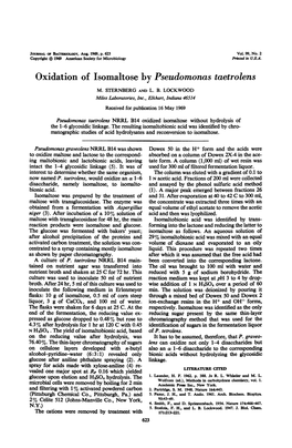 Oxidation of Isomaltose by Pseudomonas Taetrolens